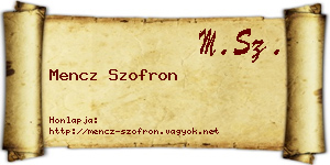 Mencz Szofron névjegykártya